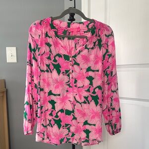 Lilly Pulitzer Elsa Silk Kelly Green Hibis Kiss Size Small